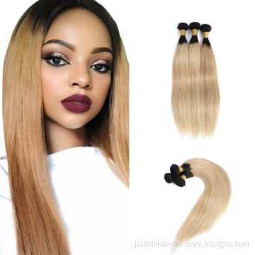T1b27 Luxury cuticle aligned Hair Free Sample Raw Mink Virgin Remy Hair Blond Color with Closure and Bundles Human Hair